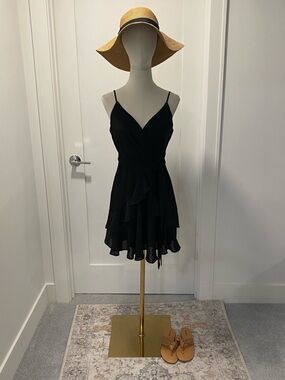 Altar'd State Black Spaghetti-Strap Ruffle Mini Dress